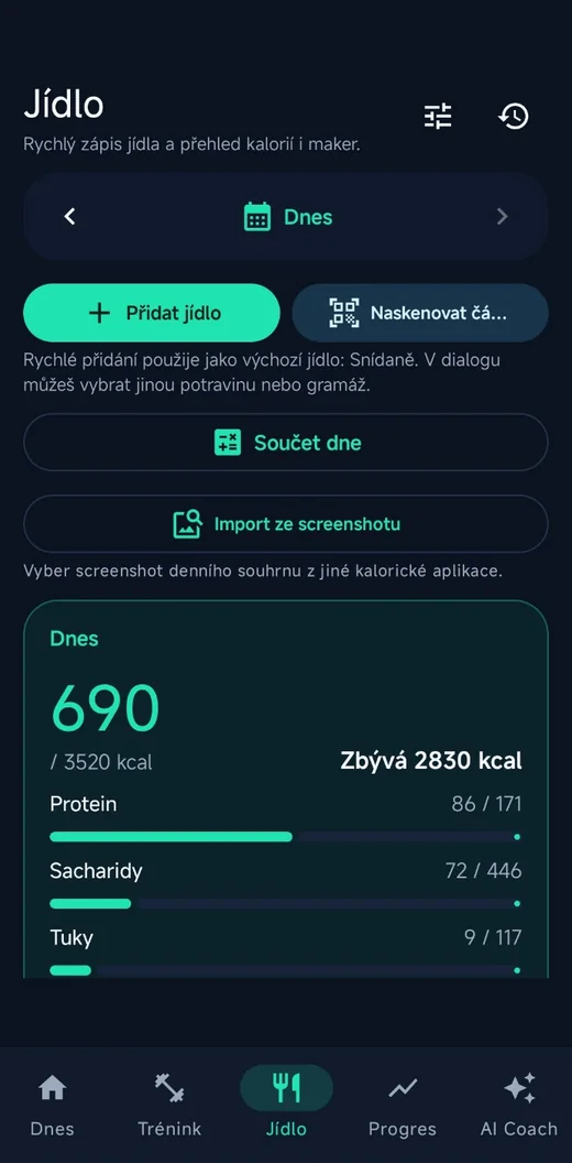 AIFormNote – jídlo a kalorie